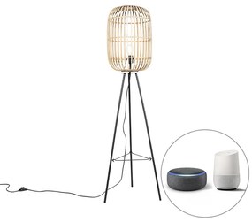 Lampada da terra rustica intelligente in rattan con WiFi A60 - Manila