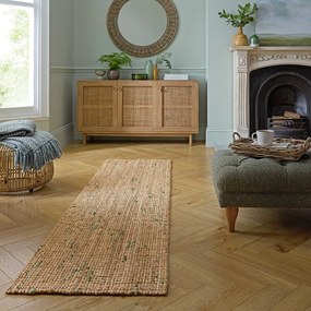 Passatoia verde/di colore naturale in iuta reversibile/tessuta a mano 60x300 cm Jute Boucle Green – Flair Rugs