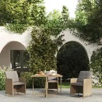 Tavolo da Giardino Beige 109x107x74 cm in Polyrattan e Acacia 316791