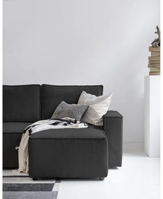 Divano letto angolare in velluto a coste color antracite Brave Dave - Miuform