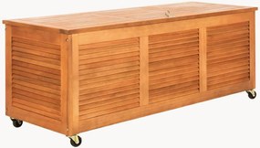 Cassetta porta cuscini da giardino in legno di eucalipto con ruote Elina