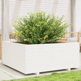 Fioriera Da Giardino Bianca 110x110x49,5 Cm Legno Massello Pino /