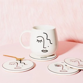 Tazza in porcellana bianca, 400 ml Abstract Face - Sass &amp; Belle