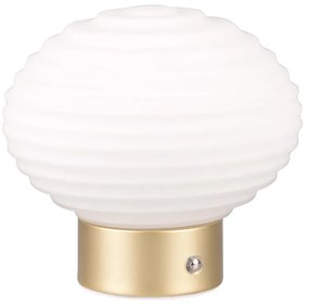 Lampada da tavolo LED dimmerabile in bianco e oro con paralume in vetro (altezza 14,5 cm) Earl - Reality