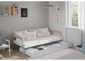 Letto da bambini estraibile bianco in pino massiccio con contenitore con rete inclusa 90x200 cm Carrie – Marckeric