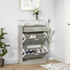 Scarpiera Grigio Cemento 63x24x104 Cm İn Legno Multistrato /