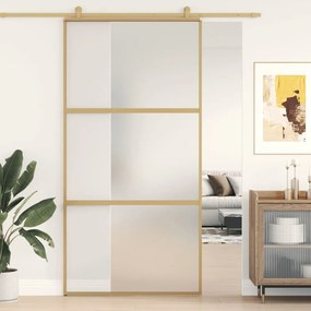 Porta Scorrevole Oro 102,5x205 Vetro Smerigliato Esg Alluminio /