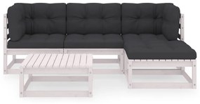 Set divani da giardino 5 pz con cuscini legno massello pino