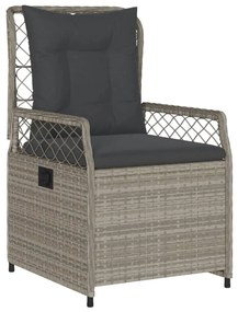 Set da pranzo da giardino 7 pz cuscini polyrattan grigio chiaro