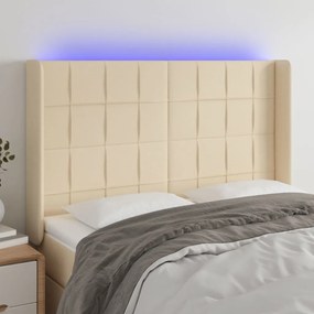 Testiera A Led Crema 147x16x118/128 Cm İn Tessuto /