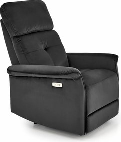 Poltrona reclinabile Semir in velluto nero - H108 cm