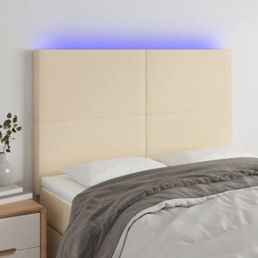 Testiera A Led Crema 144x5x118/128 Cm İn Tessuto /