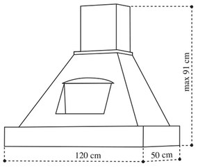 Cappa rustica con camino da cucina SELENE bianca con finiture in legno cm 120