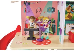 Casetta colorata a due piani con scivolo ed effetti sonori