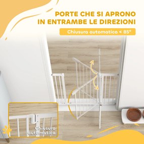 Cancello di Sicurezza per Bambini e Animali 76-103x76 cm Chiusura Automatica e Montaggio a Pressione Bianco...