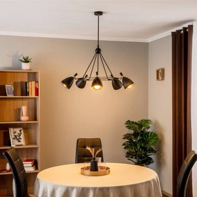 Argon Lampada a sospensione Charlotte, a cinque lampade, nera