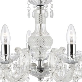 Lampadario Classico Marie Therese Vetro Trasparente Policarbonato 5 Luci E14