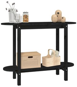 Tavolo consolle nero 110x40x80 cm in legno massello di pino