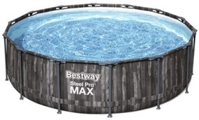 Piscina effetto legno Ø 427 x 107 cm Bestway rotonda con pompa 5614Z