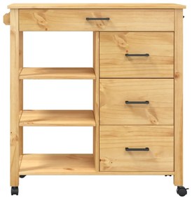 Carrello da cucina monza 84x40x90 cm in legno massello di pino