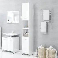 Armadio da Bagno Bianco Lucido 30x30x183,5 cm in Truciolato 802603