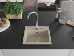 Mexen Milo lavello in granito 1-vasca 435 x 410 mm, beige, sifone cromato - 6505441000-69
