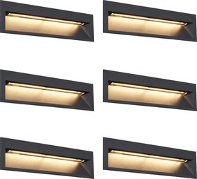 Set di 6 Applique da Incasso Moderne Nere 28cm Incl. LED IP65 - Mert