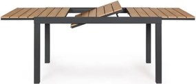 Tavolo Allungabile Per Esterno In Alluminio 90x140-200 Cm Con Doghe Di Legno Elias Antracite Bizzotto