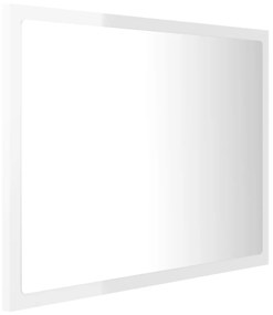 Specchio da bagno led bianco lucido 60x8,5x37 cm in acrilico