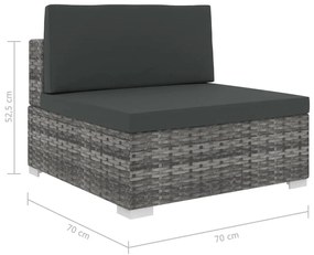 Set Divani da Giardino 6 pz con Cuscini in Polyrattan Grigio