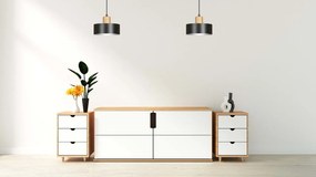 Lampadario a Sospensione in Acciaio e Legno TORIN 1 Nero/Bianco E27