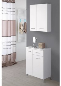 Base Multiuso a Terra 85 Cm Due Ante Un Cassetto Feridras "Stella" Bianco Lucido