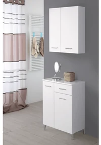Base Multiuso a Terra 85 Cm Due Ante Un Cassetto Feridras "Stella" Bianco Lucido
