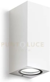 Ges913- applique bianco 2 luci attacco gu10 ip44 6,8x16cm quadrato
