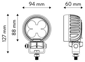 LED Faretto per macchina BLACK LED/50W/10-30V IP69 5700K arrotondato
