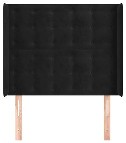 Testiera ad orecchio nera 93x16x118/128 cm in velluto