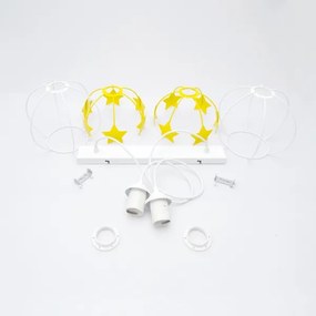 Lampadario a sospensione per bambini STARS 2xE27/15W/230V giallo/bianco