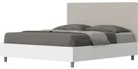 Letto Matrimoniale 160x190 cm struttura bianco frassino testata Lev - Similpelle,Tortora,Contenitore