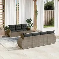 Set Divano da Giardino 8 pz con Cuscini Grigio in Polyrattancod mxl 88484