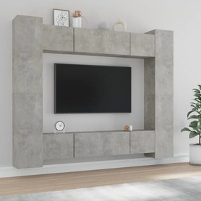 Set Mobili Porta Tv 8pz Grigio Cemento İn Legno Multistrato /