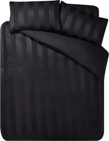 Set copripiumino e federa nero in raso di seta per letto singolo 135x200 cm So Soft Satin Stripe – Catherine Lansfield