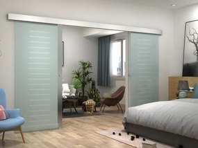 Doppia porta scorrevole - 2 x H205 x L83 cm - Vetro temperato - ASTANA