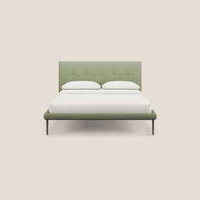 Midori letto imbottito trapuntato in ecopelle con piedini alti T04