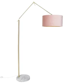Lampada da terra moderna con paralume in velluto dorato rosa 50 cm - Editor