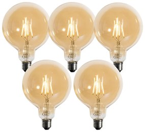 Set di 5 Lampadina LED dimmerabile a 3 livelli E27 oro G125 4W 450lm 2700K