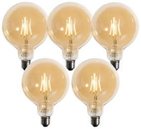 Set di 5 lampadine LED E27 dimmerabili a 3 fasi oro G125 4W 450 lm 2700K