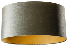 Paralume in velluto verde con interno oro, ovale 50/33/25