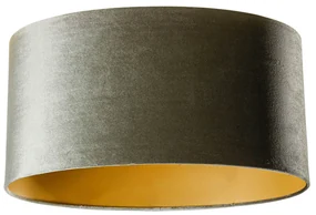 Paralume in velluto verde con interno oro, ovale 50/33/25