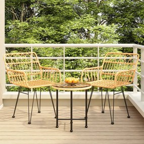 Set da pranzo da giardino 3 pz in polyrattan