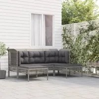 Set Divani da Giardino 5 pz con Cuscini in Polyrattan Grigio 319664